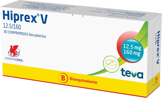 Hiprex V 12,6/160 mg x 30 Comprimidos Recubiertos Farmex-Chile Salud-Persistente 