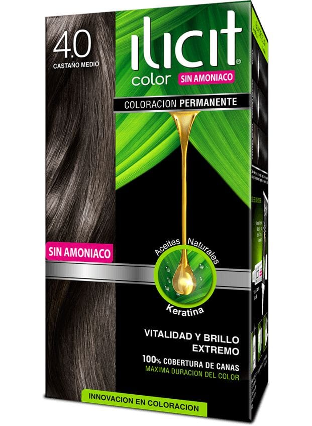 ILICIT Tintura Sin Amoniaco 4.0 Castaño Medio Farmex-Pluxee-Persistente 