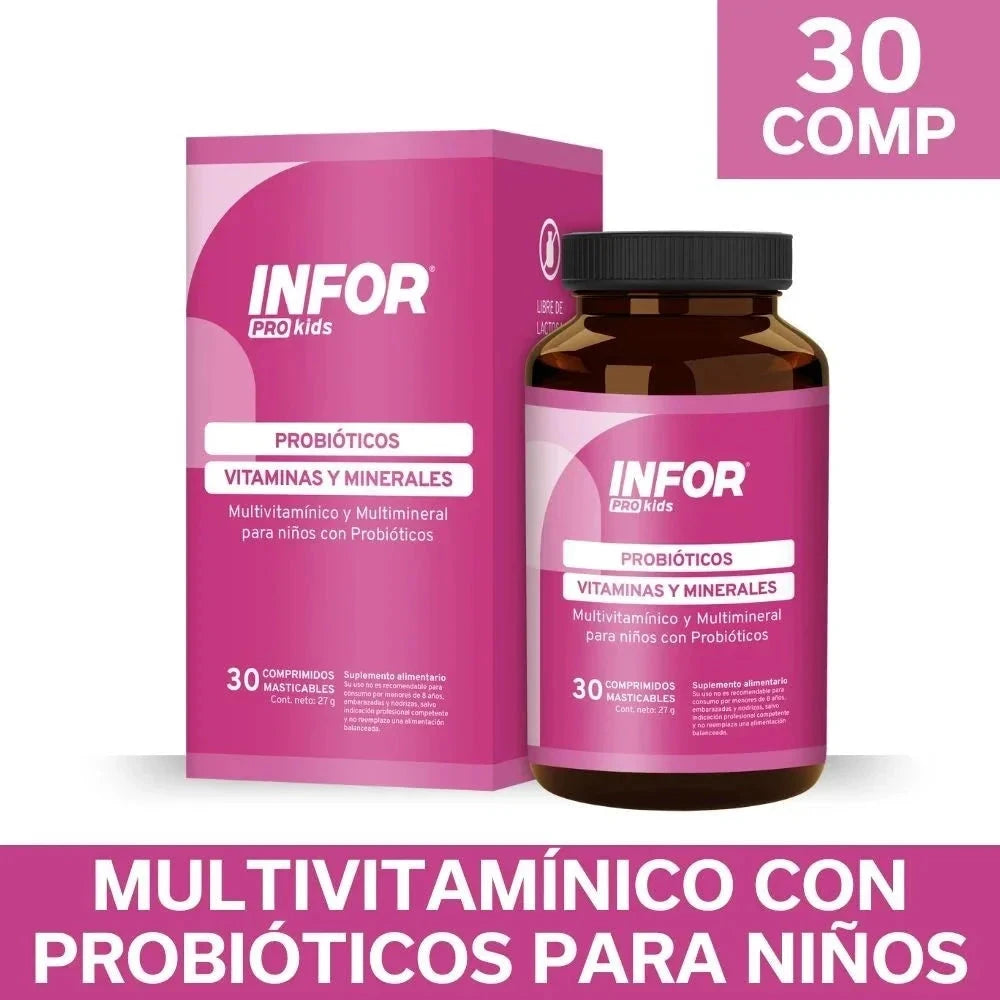 INFOR Pro kids Probiótico x 30 masticables. Farmex-Yapp-Programa-Boleta 