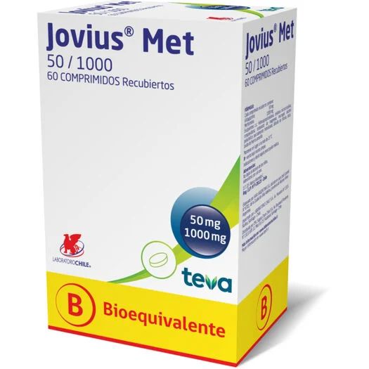 Jovius MET 50/1000 mg x 60 Comprimidos Recubiertos Farmex-Chile Salud-Persistente 