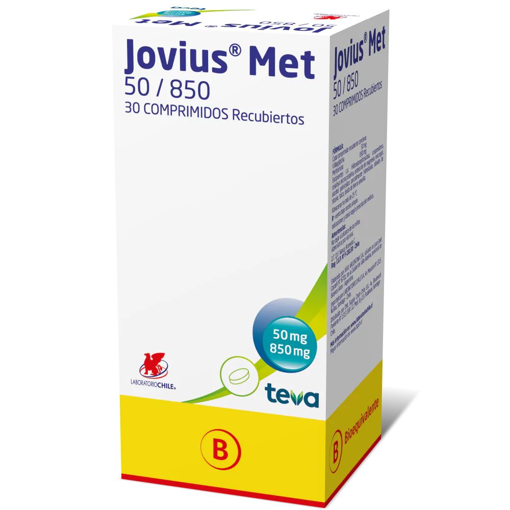 Jovius MET 50/850 mg x 30 Comprimidos Recubiertos Farmex-Chile Salud-Persistente 