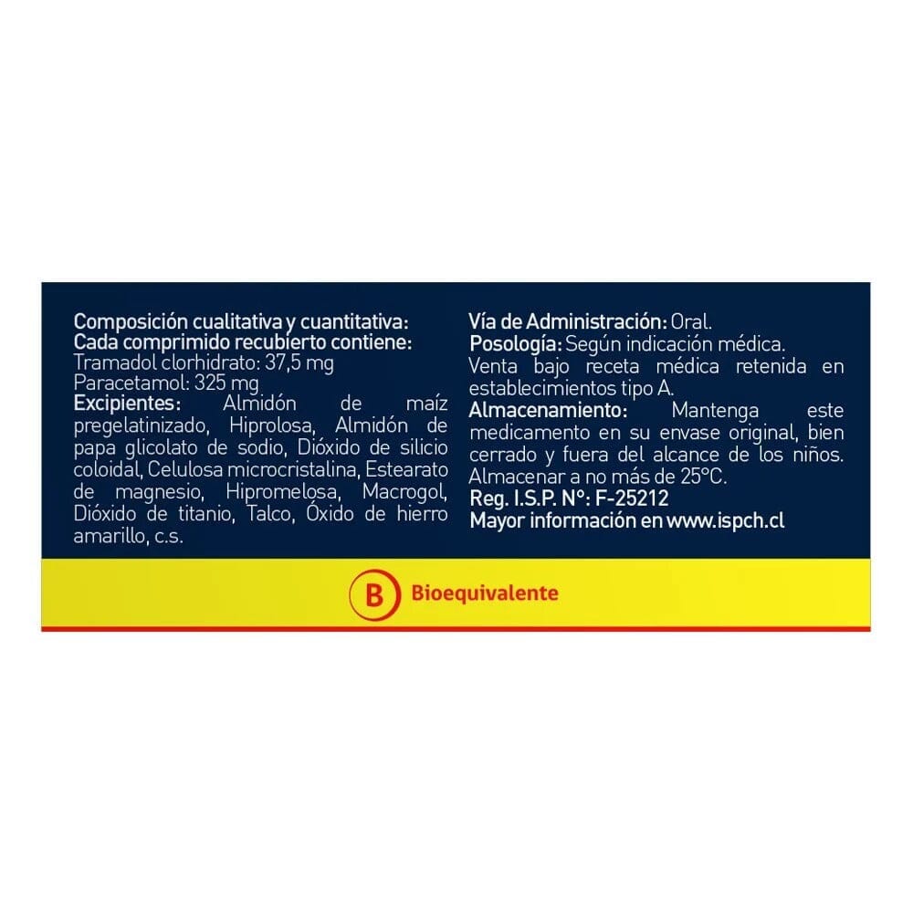 Kenatrum 37,5/325 mg x 30 Comprimidos Recubiertos Farmex-MiaHealth-Persistente 