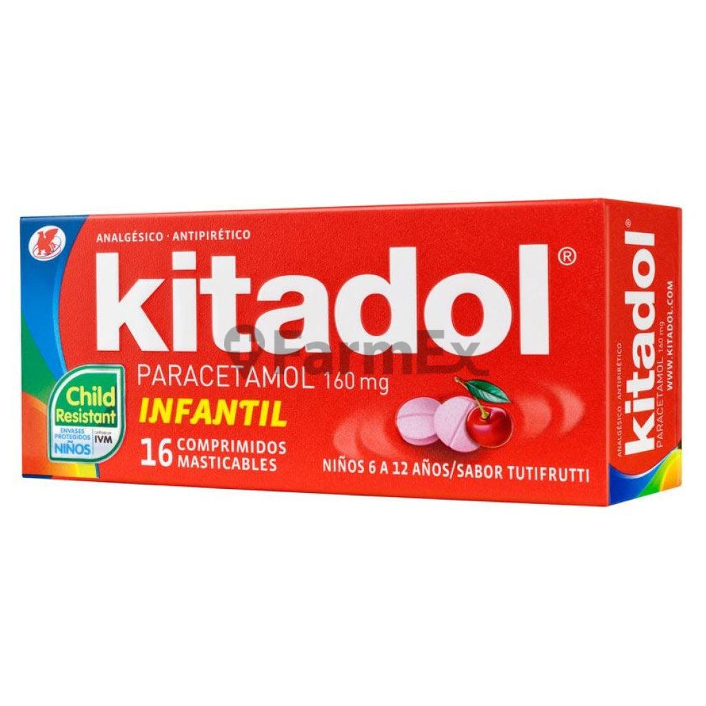 Kitadol Infantil 160 mg x 16 comprimidos masticables.