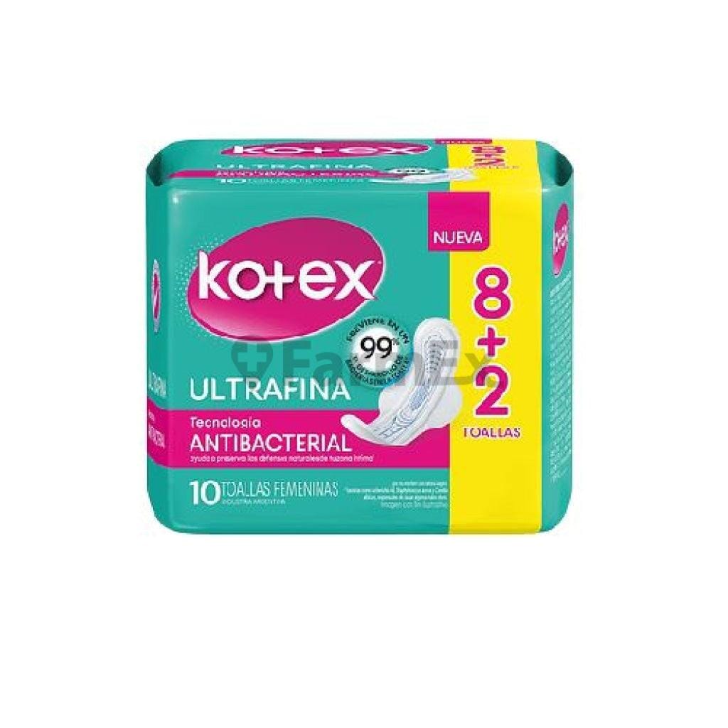Kotex Antibacterial UltraFina x 10 unidades Farmex-Fonasa-Persistente 