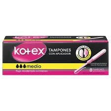 Kotex Tampón con aplicador medio x 8 unidades. Farmex-Fonasa 