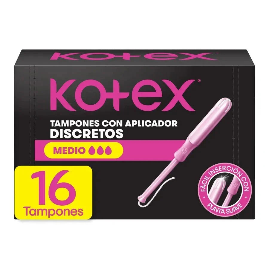 Kotex Tampones con Aplicador "Medio" x 16 tampones.