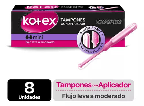 Kotex Tampones con aplicador Mini x 8 tampones kimberly 