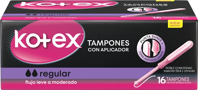Kotex Tampones con Aplicador "Regular" x 16 tampones Farmex-Fonasa-Persistente 