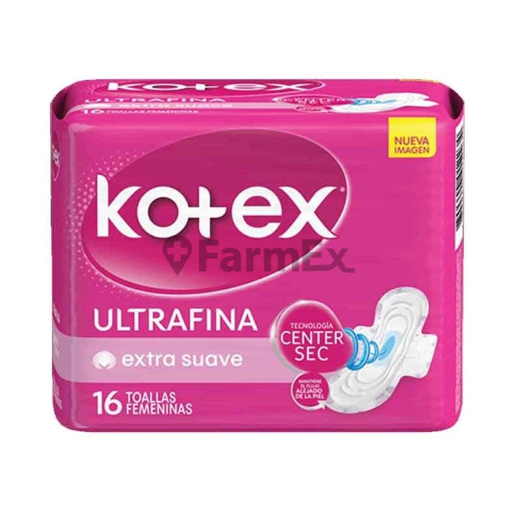 Kotex "Ultrafina Extra Suave" x 16 unidades Farmex-Pluxee-Persistente 
