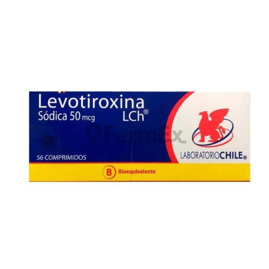 Levotiroxina 50 mcg x 56 comprimidos.