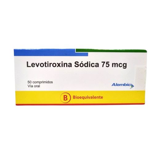 Levotiroxina 75 mcg x 50 comprimidos.
