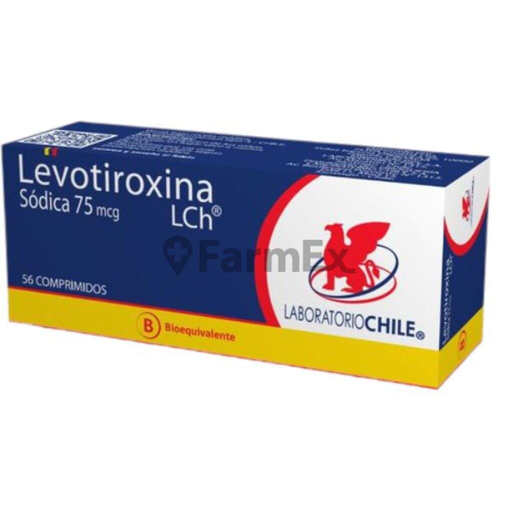 Levotiroxina 75 mcg x 56 comprimidos. Farmex-Fonasa 