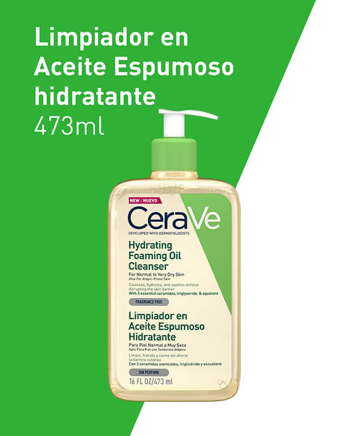 Limpiador en Aceite Espumoso Hidratante 473 mL Para piel normal a muy seca Mediven 
