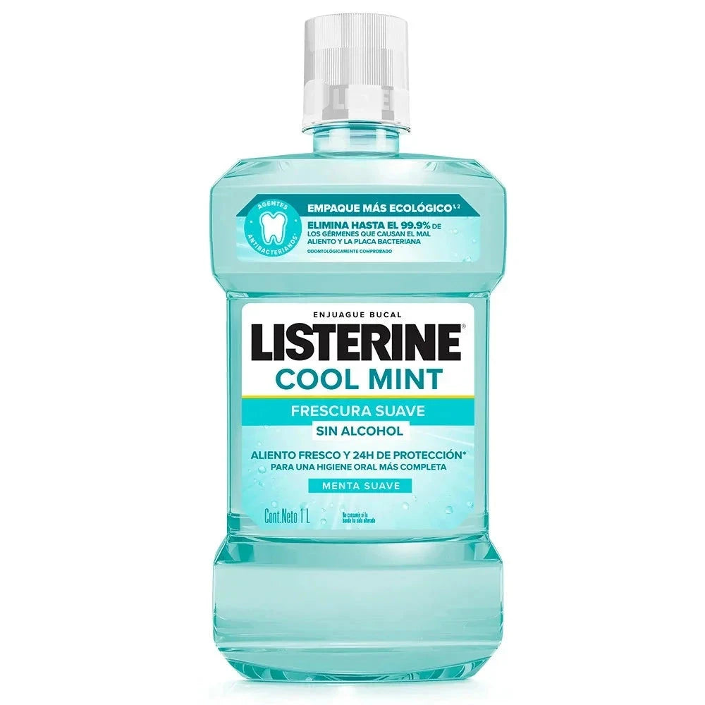 Listerine "Cool Mint" Frescura Suave 1 Litro Farmex-Pluxee-Persistente 
