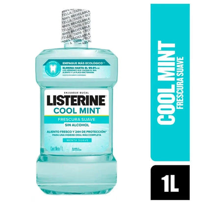 Listerine "Cool Mint" Frescura Suave 1 Litro Farmex-Pluxee-Persistente 