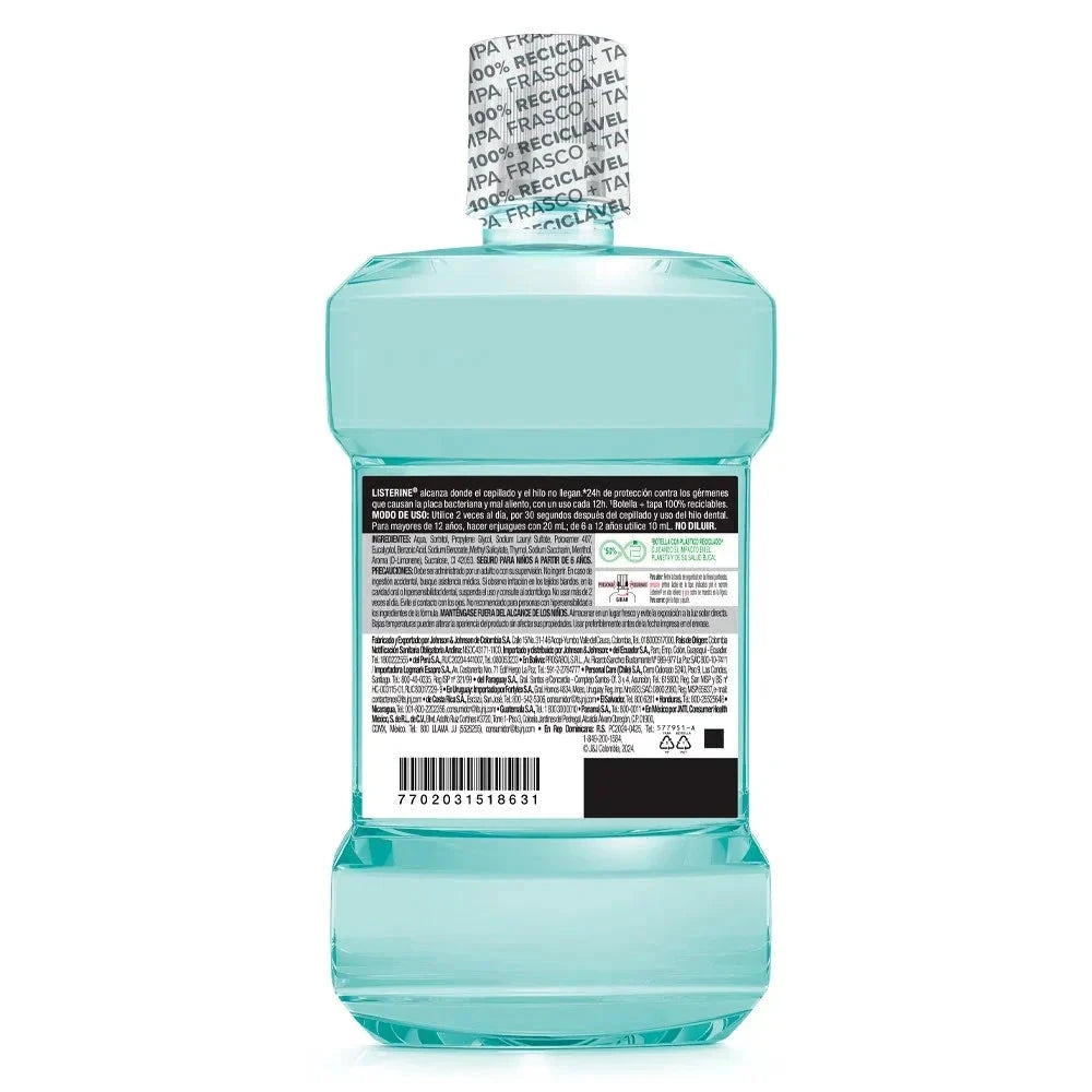 Listerine "Cool Mint" Frescura Suave 1 Litro Farmex-Pluxee-Persistente 