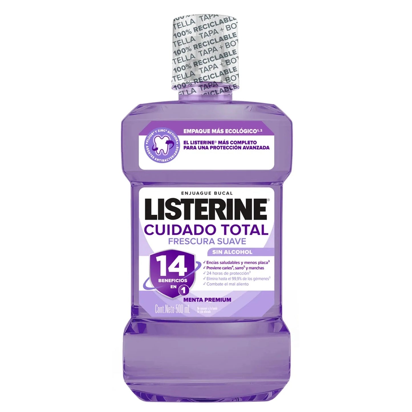 Listerine "Cuidado total Zero Alcohol" x 500 mL Farmex-Pluxee-Persistente 