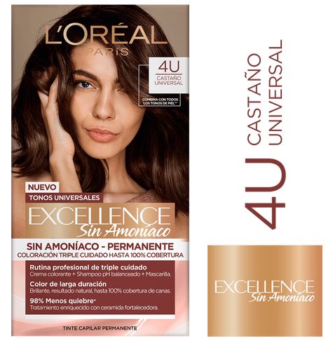 Loreal Tintura Excellence Sin Amoníaco 4U Castaño Universal.