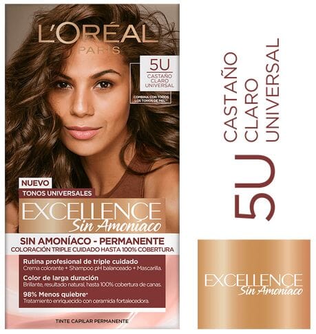 Loreal Tintura Excellence Sin Amoníaco 5U Castaño Claro Universal Farmex-Pluxee-Persistente 