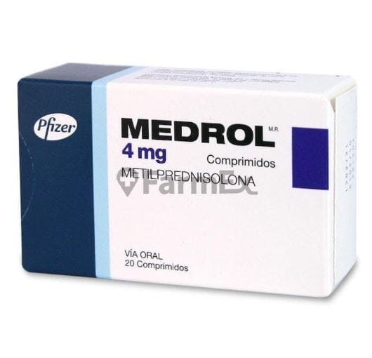 Medrol 4 mg x 20 comprimidos "Ley Cenabast" Farmex-Pluxee-Persistente 