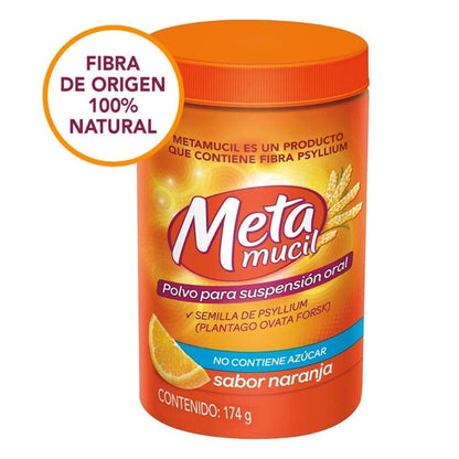 Metamucil Sabor Naranja Fibra Natural Soluble 174 g Farmex-Pluxee-Persistente 