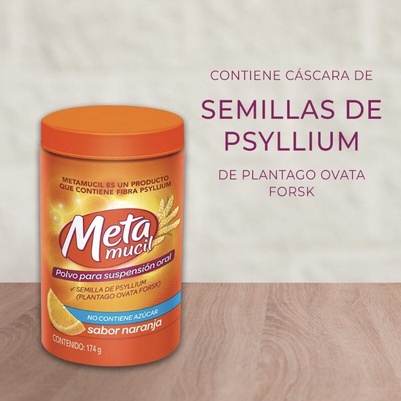 Metamucil Sabor Naranja Fibra Natural Soluble 174 g Farmex-Pluxee-Persistente 
