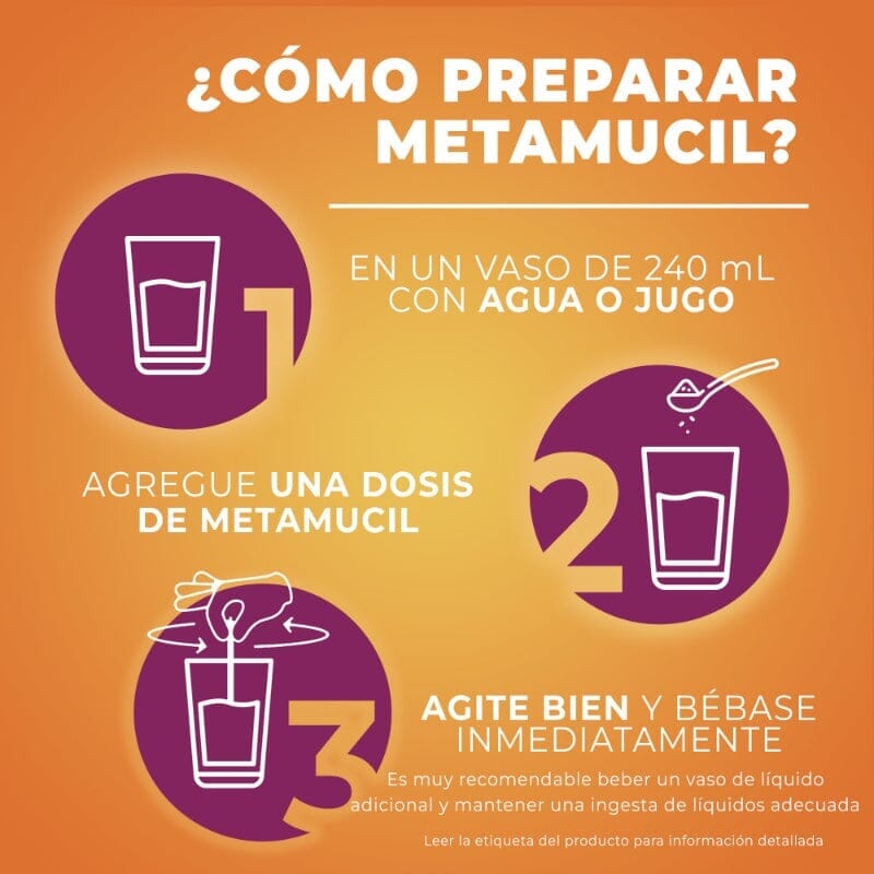 Metamucil Sabor Naranja Fibra Natural Soluble 174 g Farmex-Pluxee-Persistente 