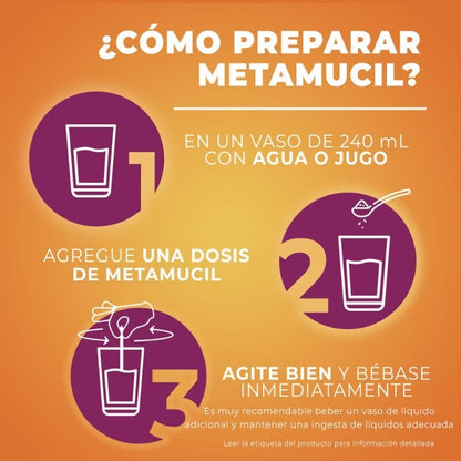 Metamucil Sabor Naranja Fibra Natural Soluble 174 g Farmex-Pluxee-Persistente 