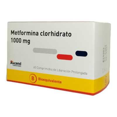 Metformina 1000 mg LP x 60 comprimido de liberación prolongada"Ley Cenabast" ASCEND 