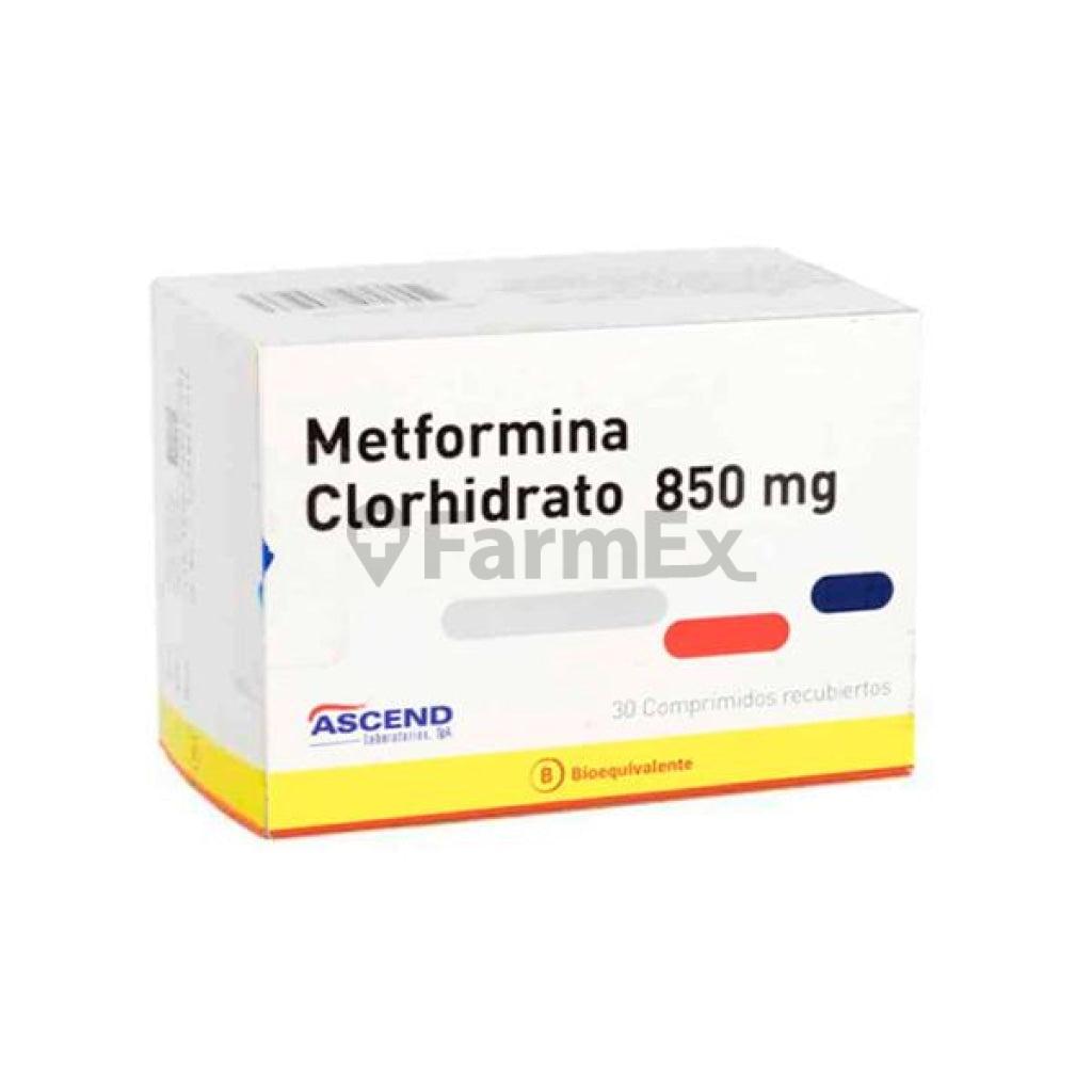 Metformina 850 mg x 30 comprimidos.
