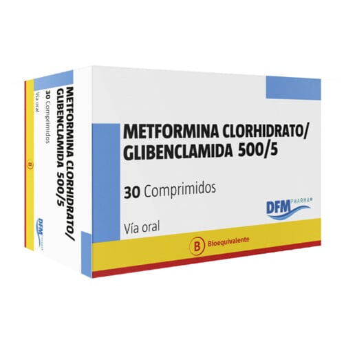 Metformina Clorhidrato / Glibenclamida 500 mg / 5 mg x 30 comprimidos CuraeSpring 