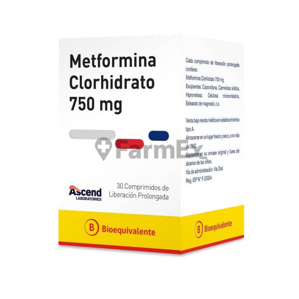 Metformina Lp 750 mg x 30 comprimidos. Farmex-Yapp-Seguro-Guia 