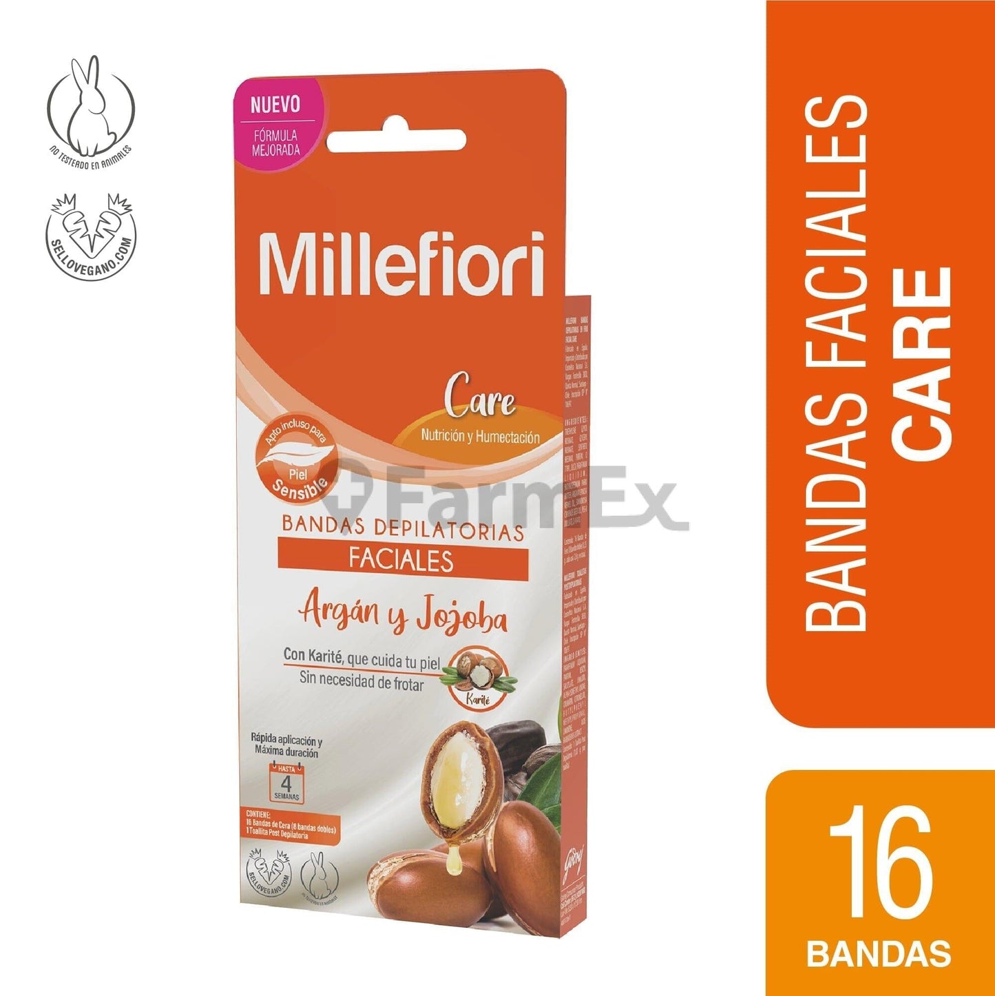 Millefiori Bandas Depilatorias Care "Faciales Acaí y Goji" x 12 unidades Farmex-Pluxee-Persistente 