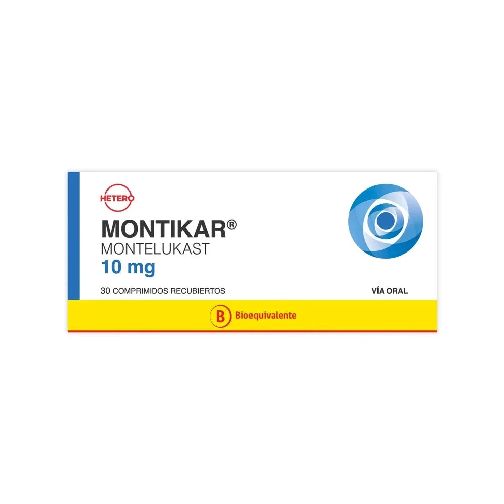Montikar 10 mg x 30 comprimidos "Ley Cenabast". Farmex-Pluxee-Persistente 