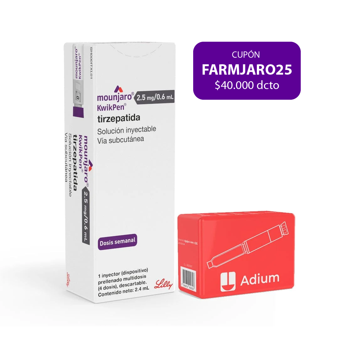 Mounjaro Tirzepatida 2.5mg/0.6ml Inyectable 1 Dispositivo + agujas.