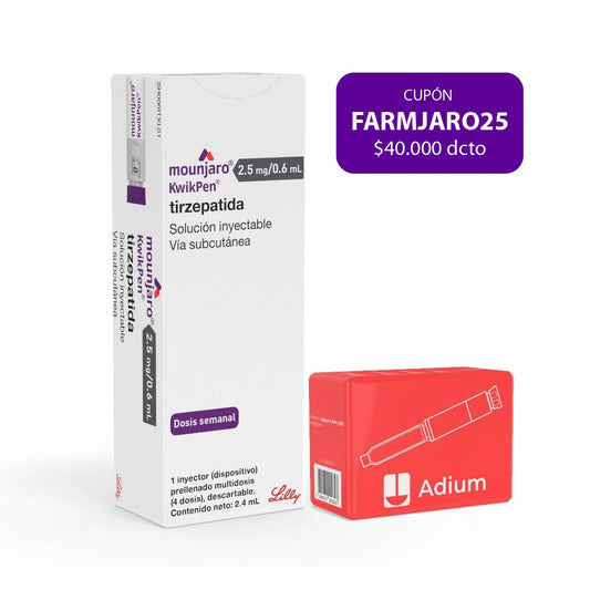 Mounjaro Tirzepatida 2.5mg/0.6ml Inyectable 1 Dispositivo + agujas ELI-LILLY 