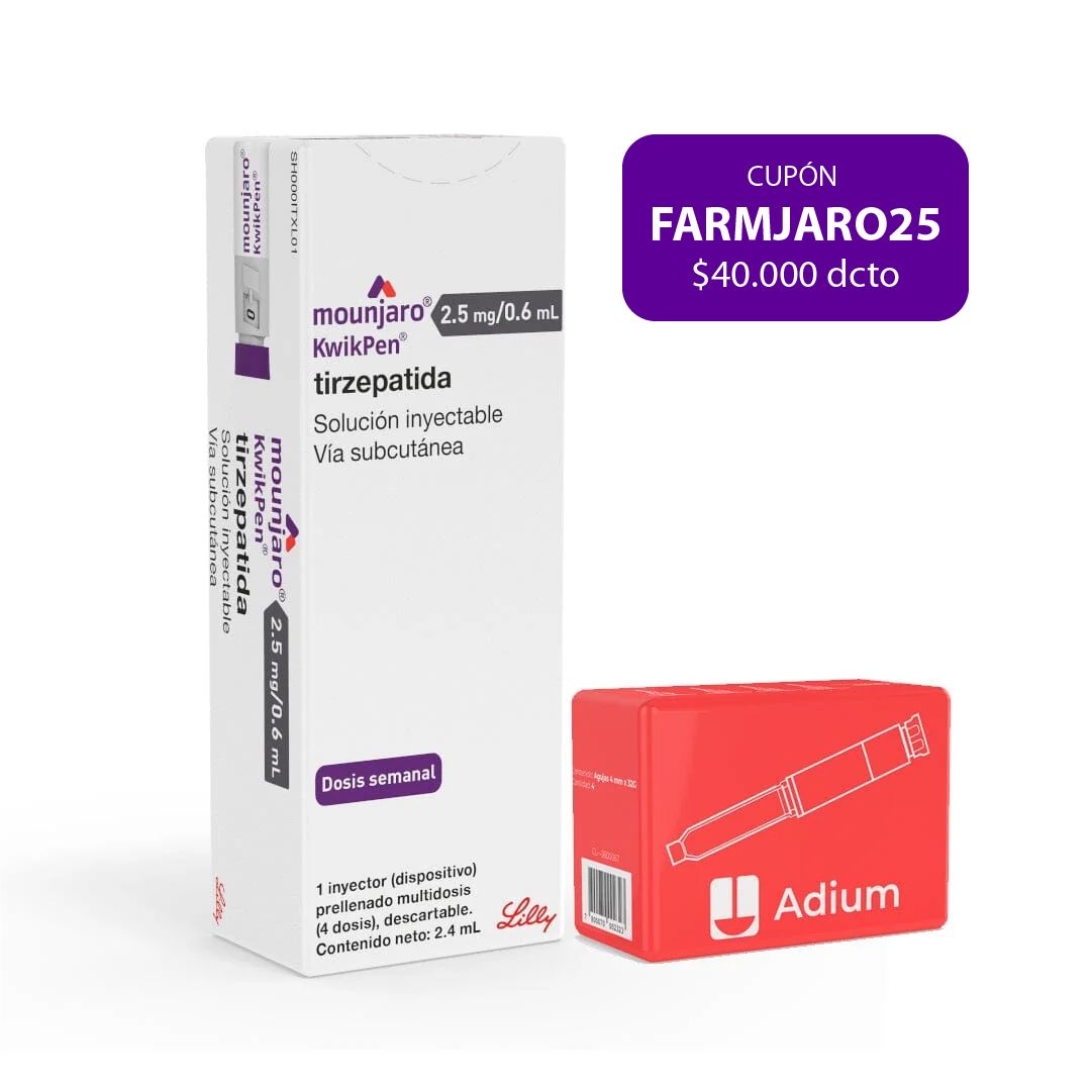 Mounjaro Tirzepatida 2.5mg/0.6ml Inyectable 1 Dispositivo + agujas.