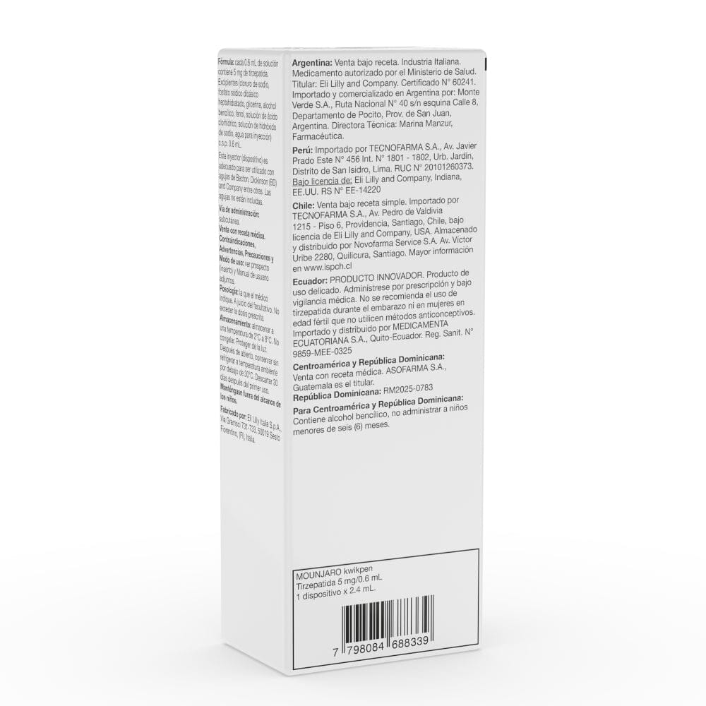 Mounjaro Tirzepatida 5mg/0.6ml Inyectable 1 Dispositivo + 4 agujas ELI-LILLY 