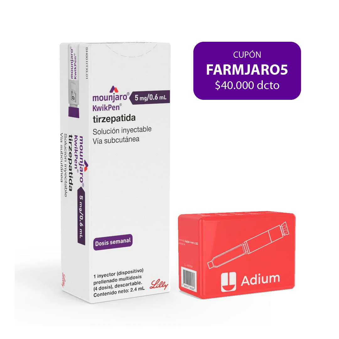 Mounjaro Tirzepatida 5mg/0.6ml Inyectable 1 Dispositivo + 4 agujas.