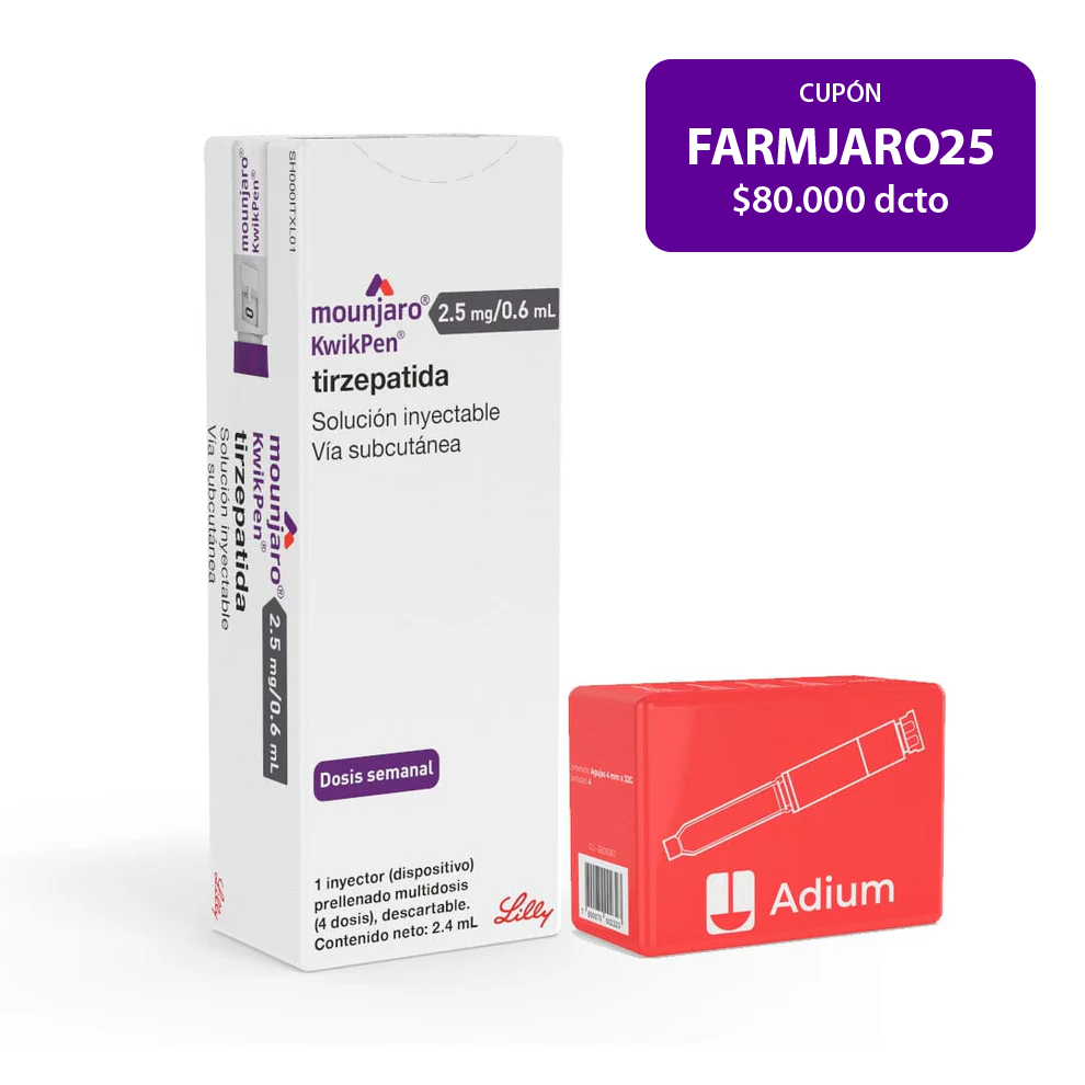 Mounjaro Tirzepatida 2.5mg/0.6ml Inyectable 1 Dispositivo + agujas.