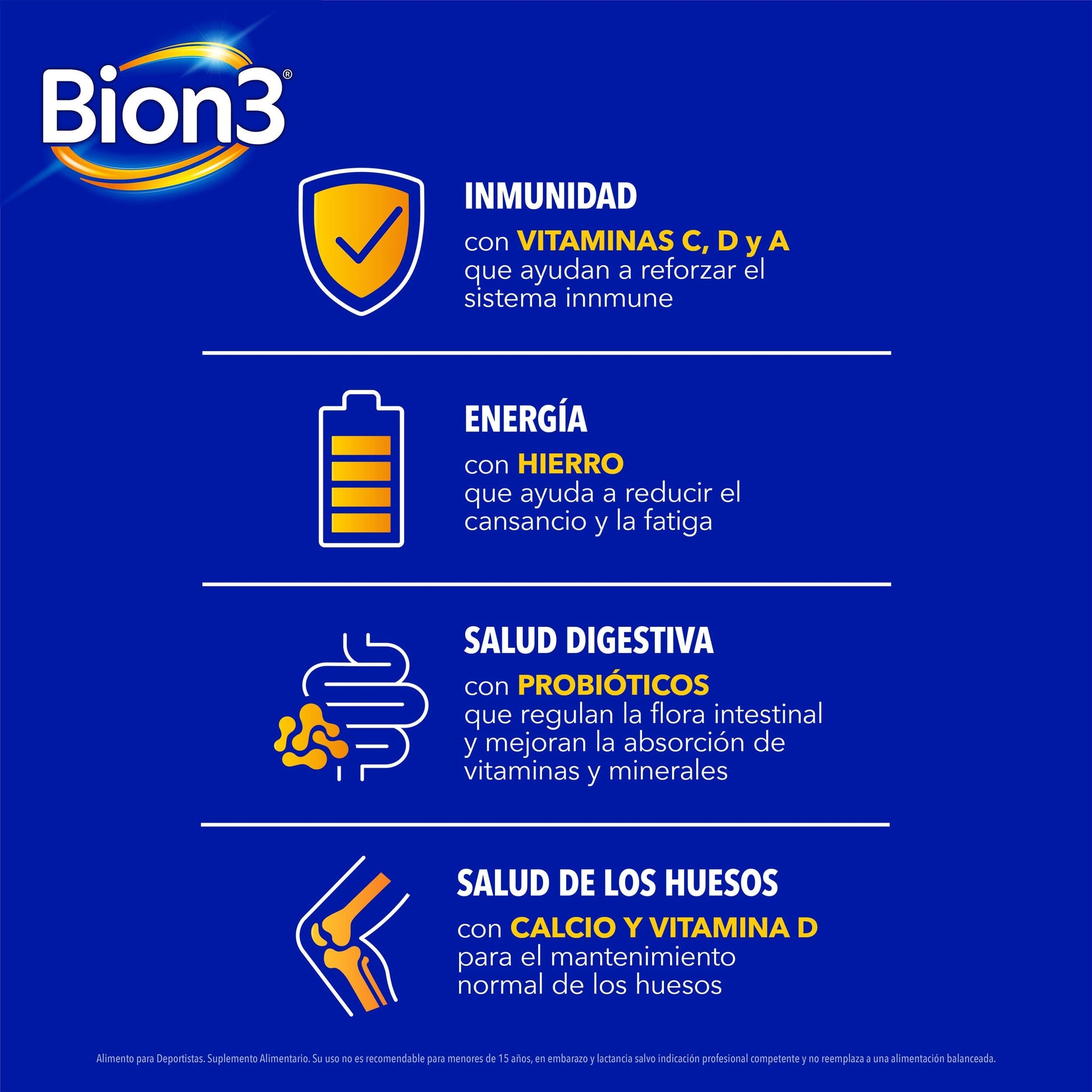 Multivitaminico Bion3 Senior por 30 Comprimidos Recubiertos Farmex-VidaTres-Persistente 