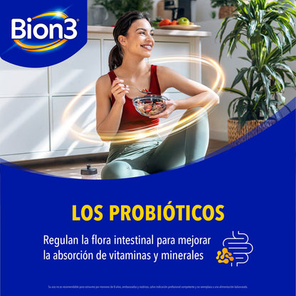 Multivitaminico con Probioticos Bion3 por 30 Comprimidos Farmex-BanMedica-Persistente 