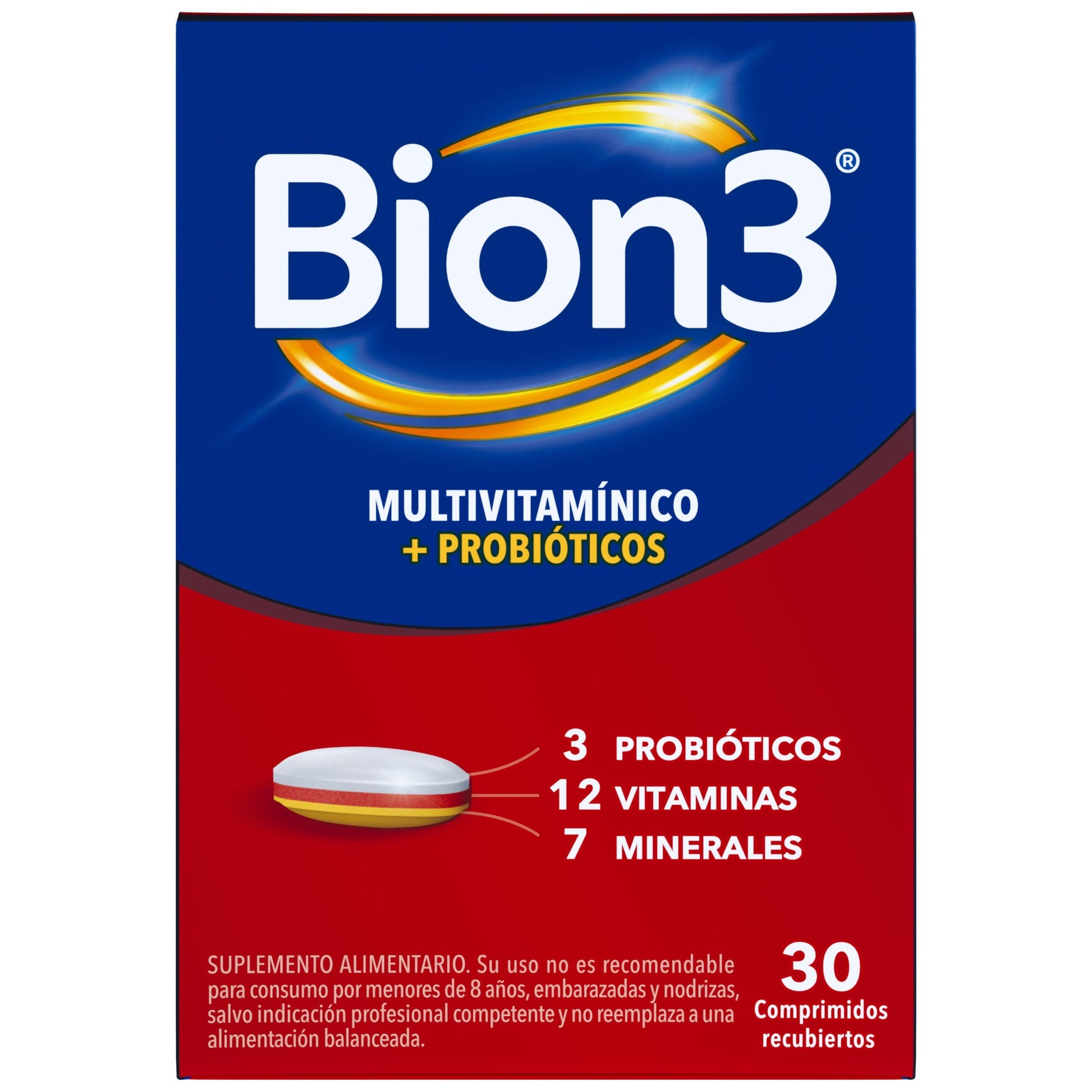 Multivitaminico con Probioticos Bion3 por 30 Comprimidos Farmex-VidaTres-Persistente 