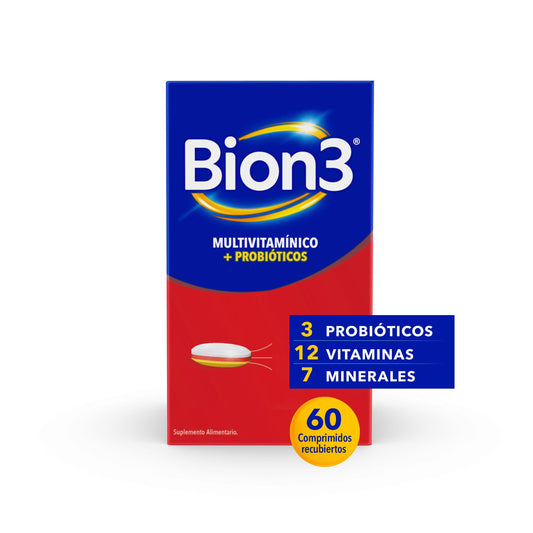 Multivitaminico con Probioticos Bion3 por 60 Comprimidos susc-1 de 3 meses Farmex-Suscripciones-Persistente 