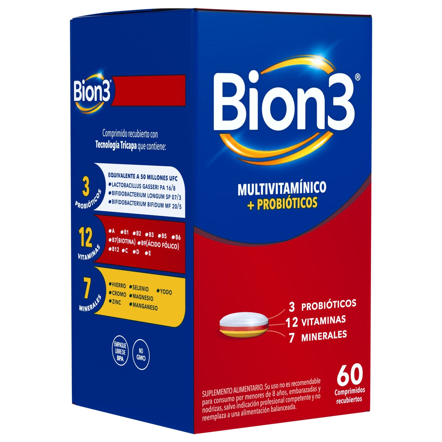Multivitaminico con Probioticos Bion3 por 60 Comprimidos susc-1 de 5 meses Farmex-Suscripciones-Persistente 