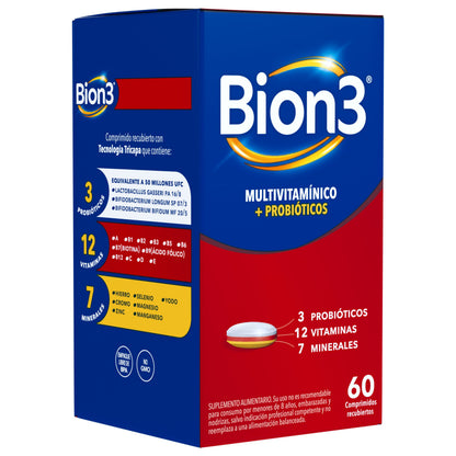 Multivitaminico con Probioticos Bion3 por 60 Comprimidos susc-1 de 5 meses Farmex-Suscripciones-Persistente 