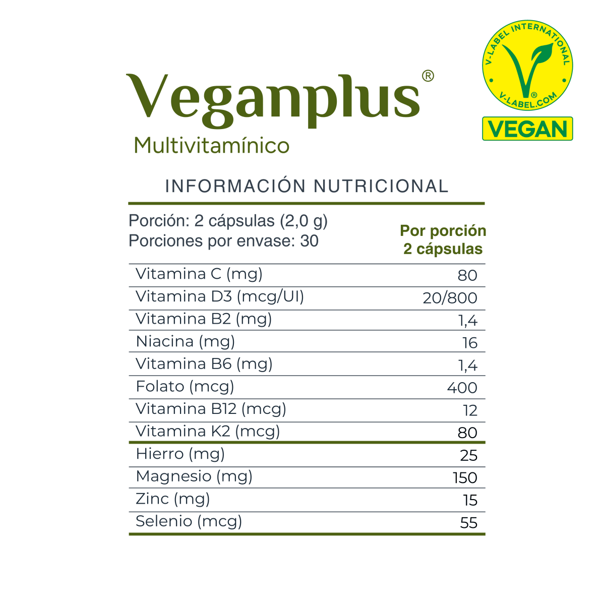 Multivitamínico VeganPlus 60 cápsulas Nerthus 
