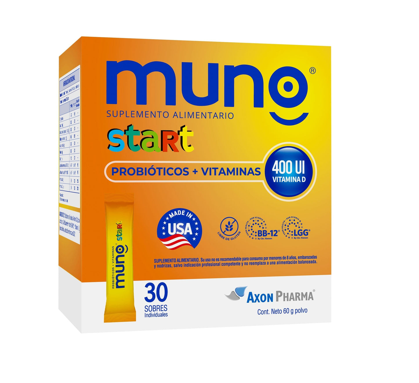 Muno "Start" Probióticos x 30 sobres Farmex-Pluxee-Persistente 