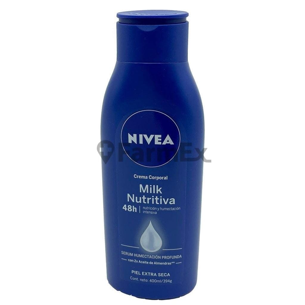 Nivea Crema corporal "Milk nutritiva" 48h x 400 mL Farmex-Fonasa-Persistente 