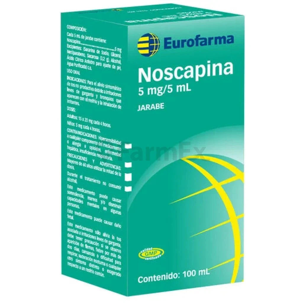 Noscapina Jarabe 5 mg / 5 mL x 100 mL EUROFARMA 